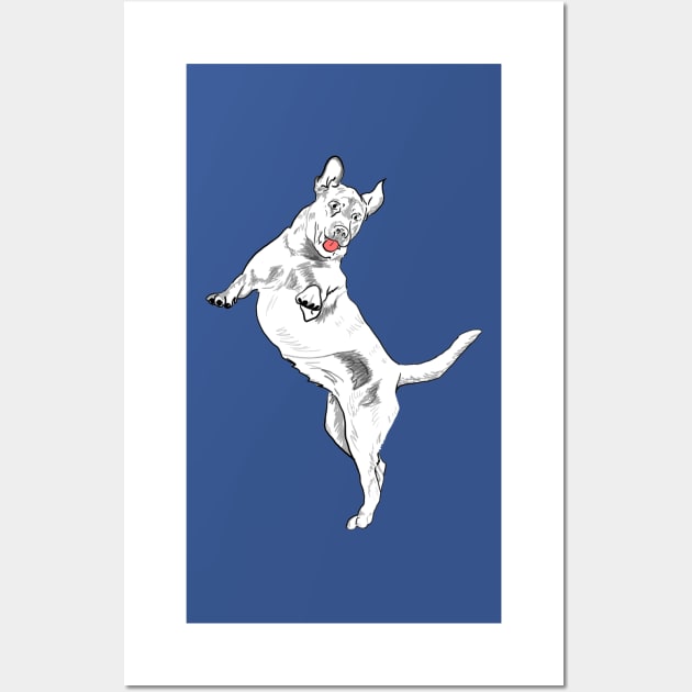 Marshall the White Labrador Retriever - Blue Wall Art by Elizabeths-Arts